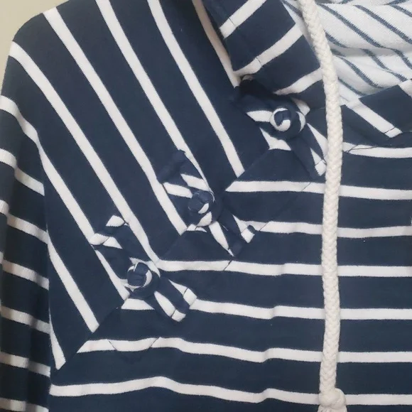 DOUBLEHOOD Blue White hoodie with knot detail - Picture 3 of 10